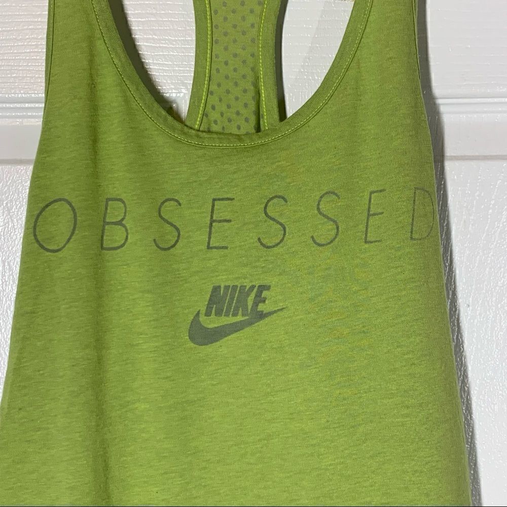Nike Tee~Women's~”Obsessed”~Mint Green~Athletic Racer Back Tank Top~Sz M - Picture 2 of 11